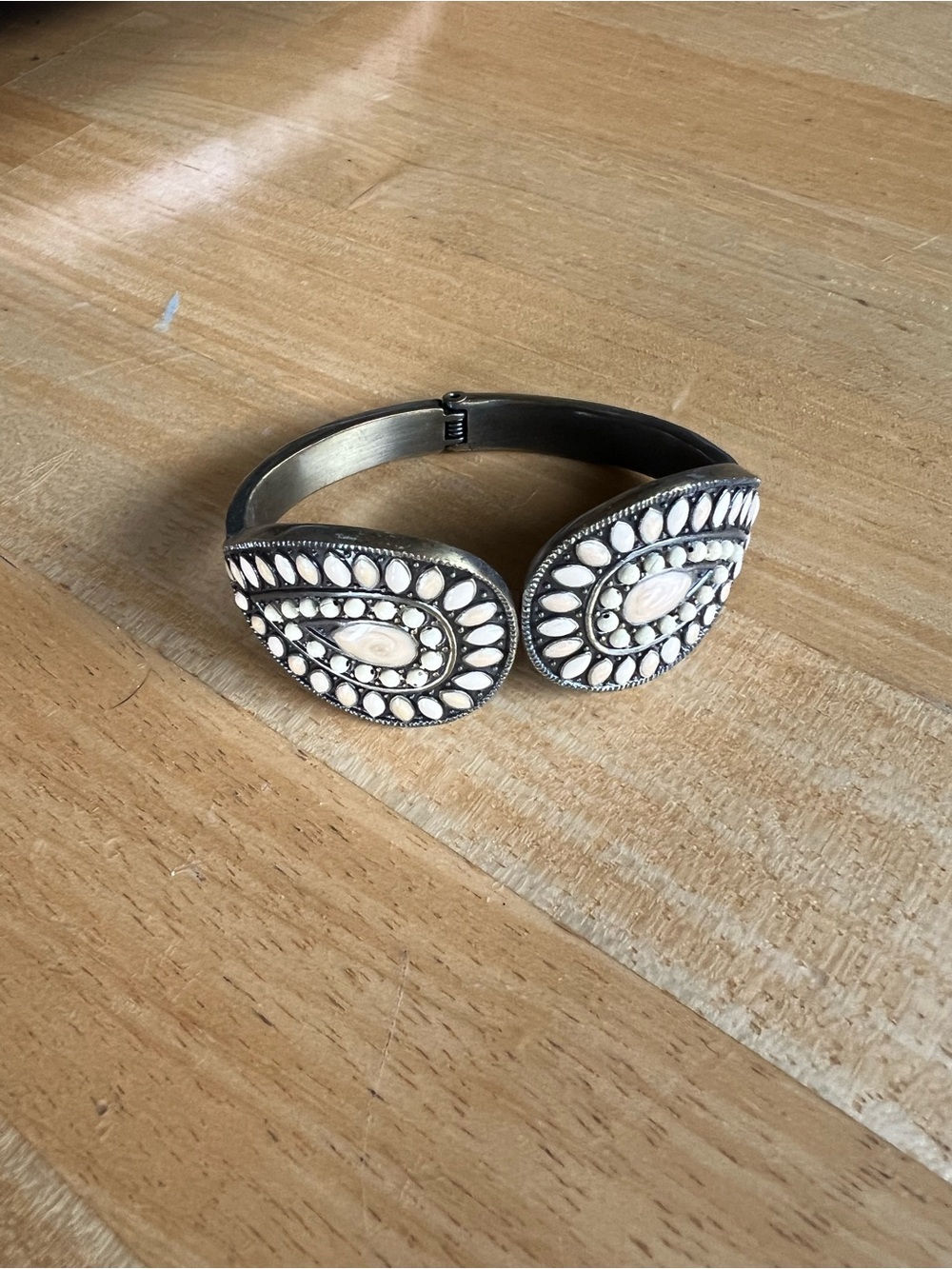 White Stone Teardrop Cuff Bracelet